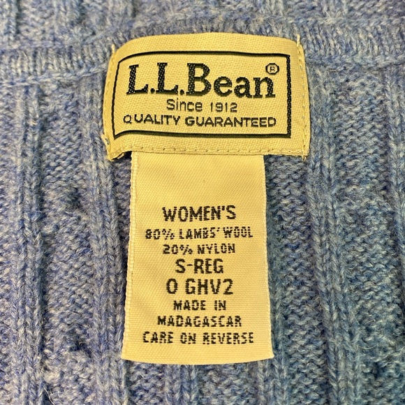 L.L. Bean Women’s Blue Zip-Up Cable Knit Lamb’s Wool Sweater Size S - Picture 5 of 7
